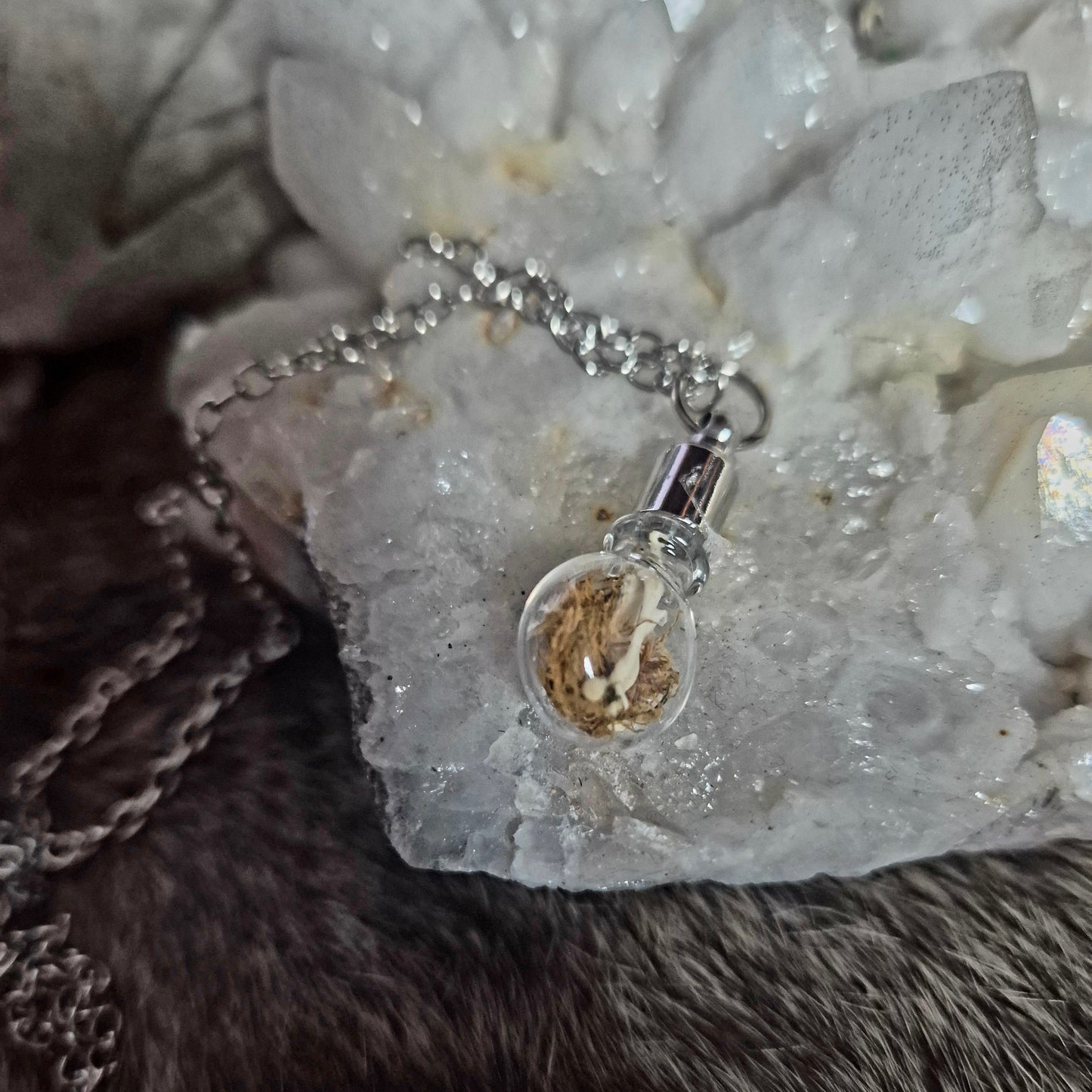 Small Bone and Moss Pendant