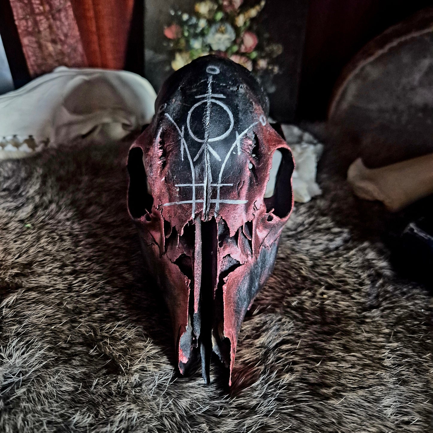 Hand Painted Roe Deer Skull