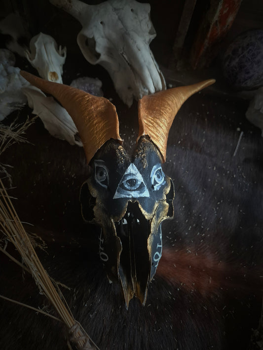 Hand Painted Goat Skull