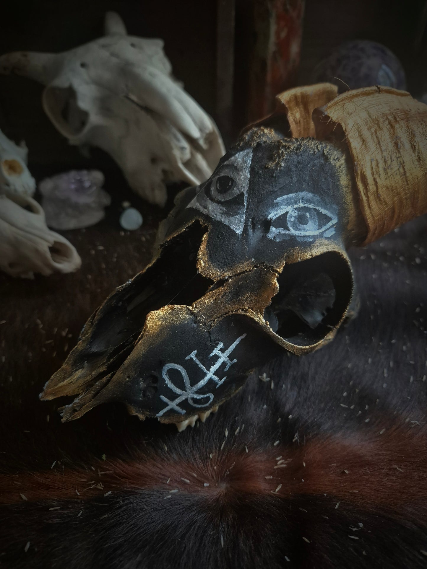 Hand Painted Goat Skull