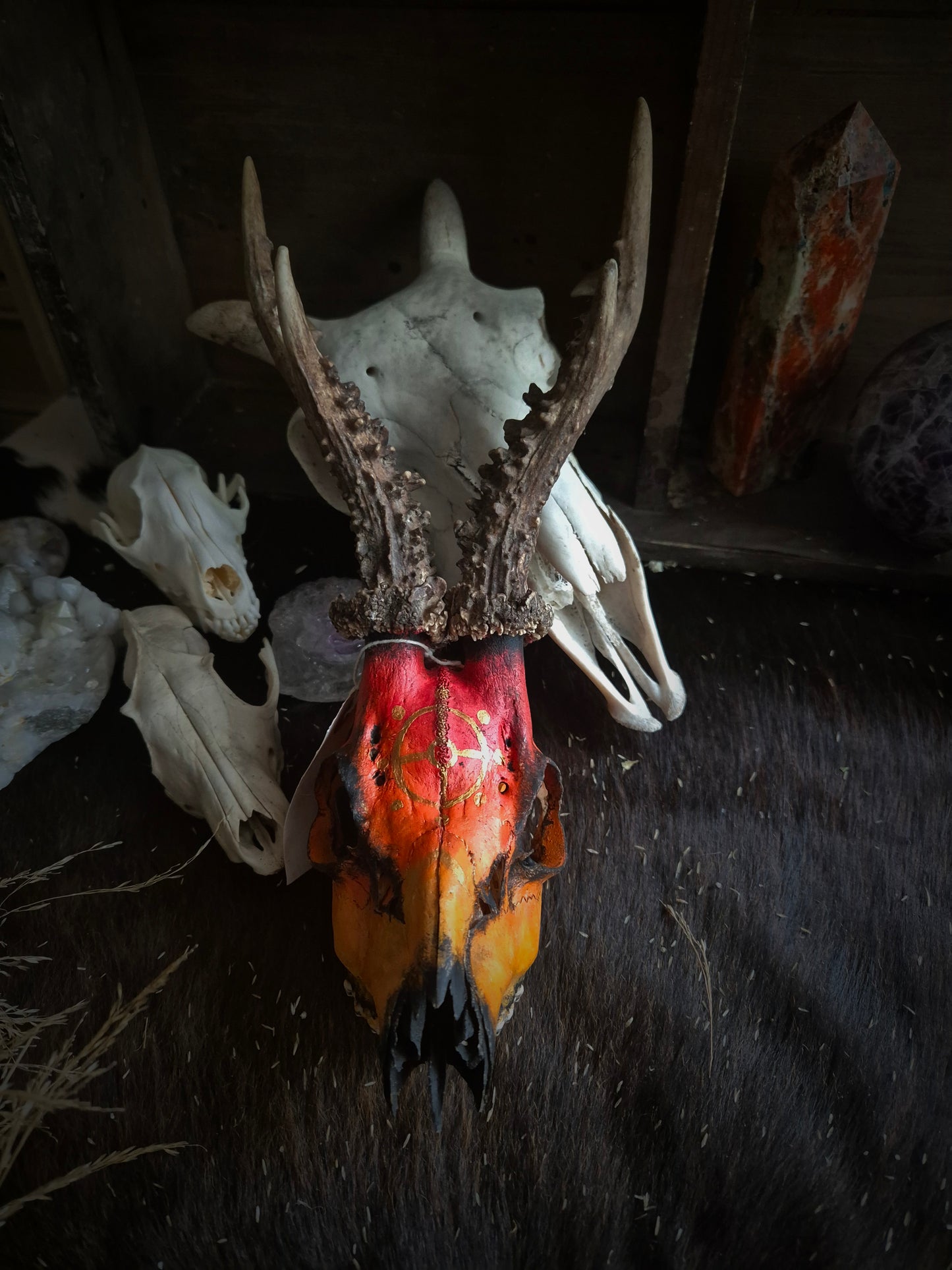 Hand Painted Deer Skull