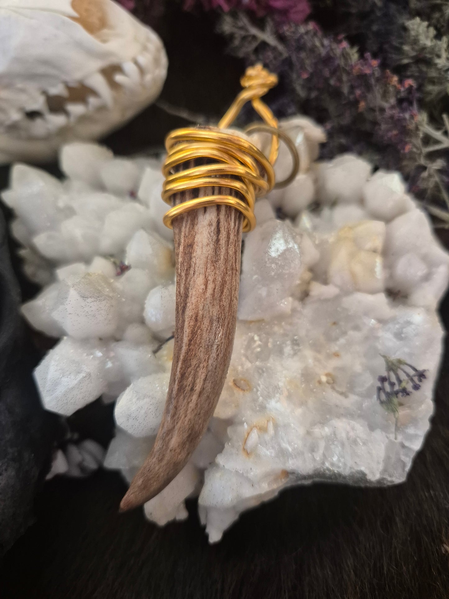 Muntjac antler pendant