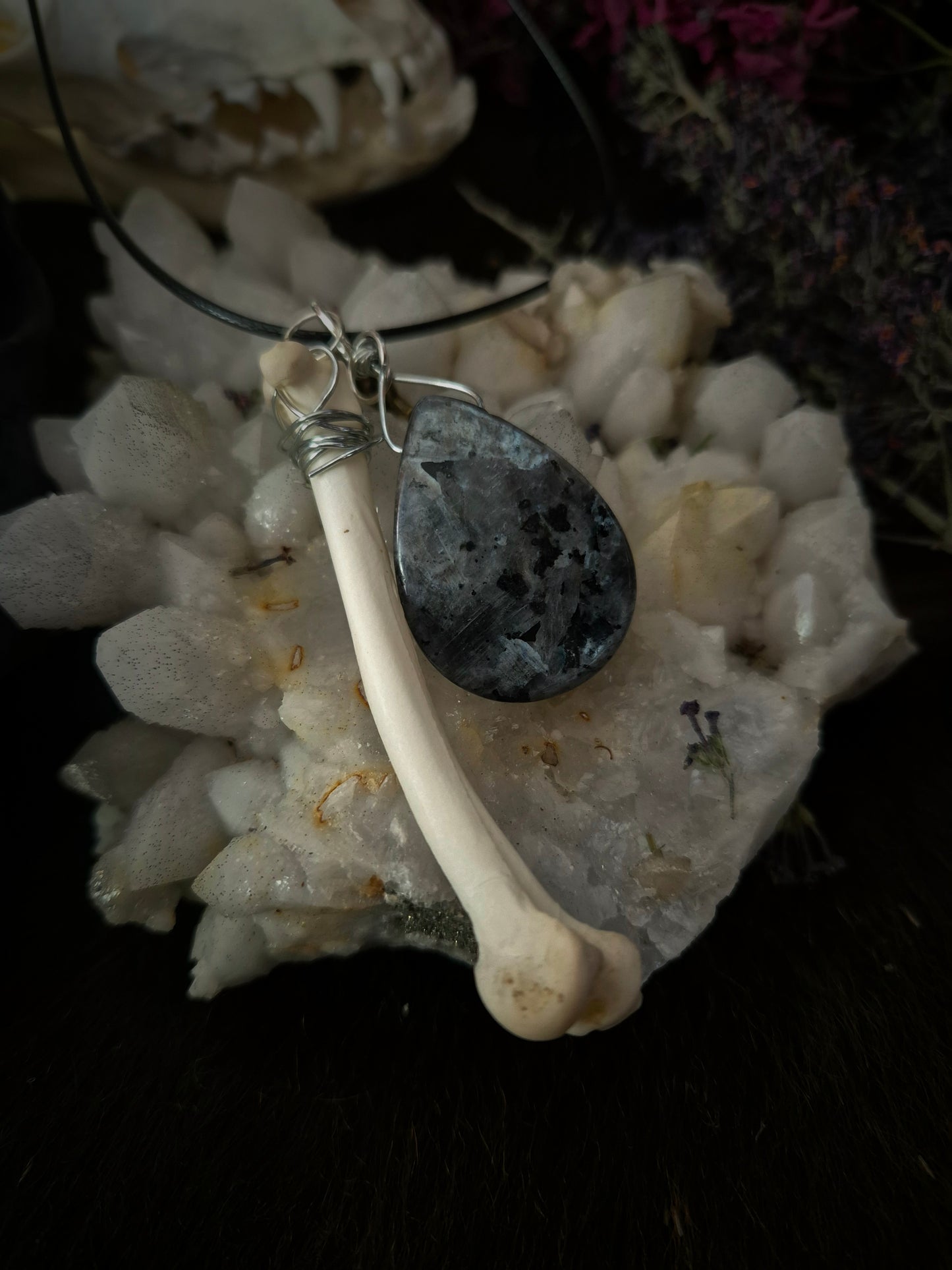 Lavakite and Bone Pendant