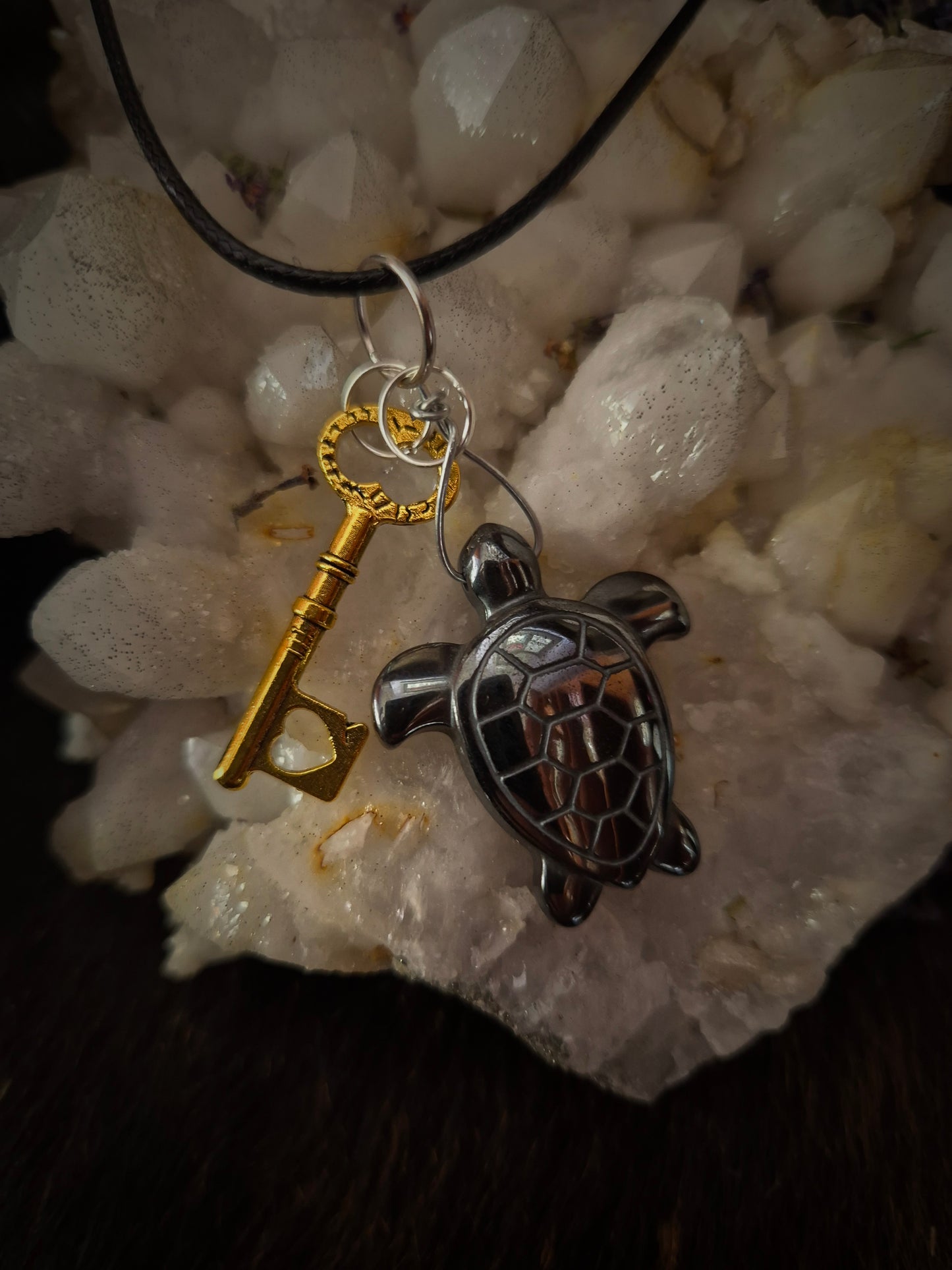 Hematite Turtle Pendant