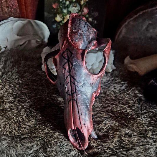 Hand Painted Fox Skull