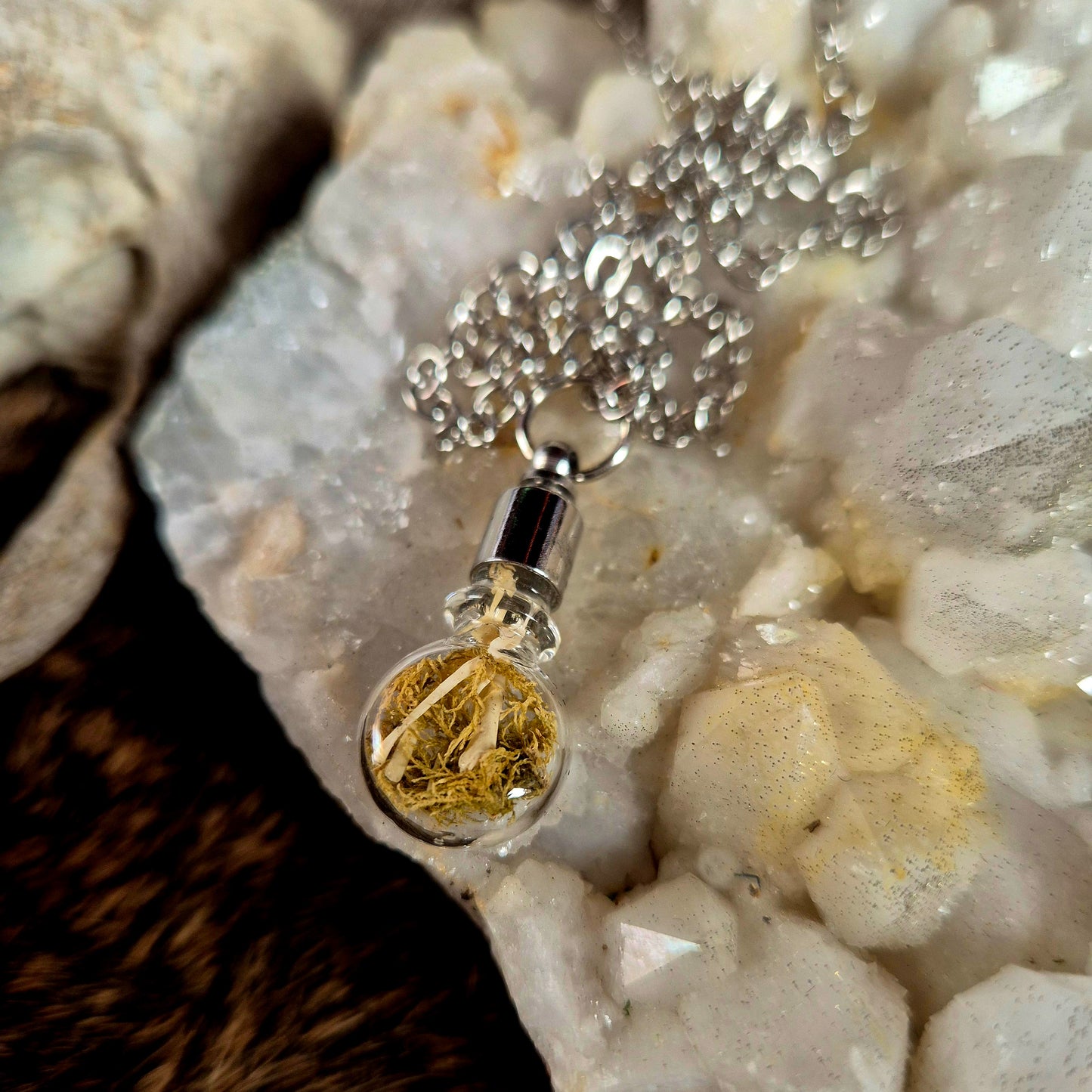 Small Bone and Moss Pendant