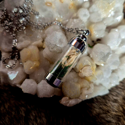 Small Bone and Moss Pendant