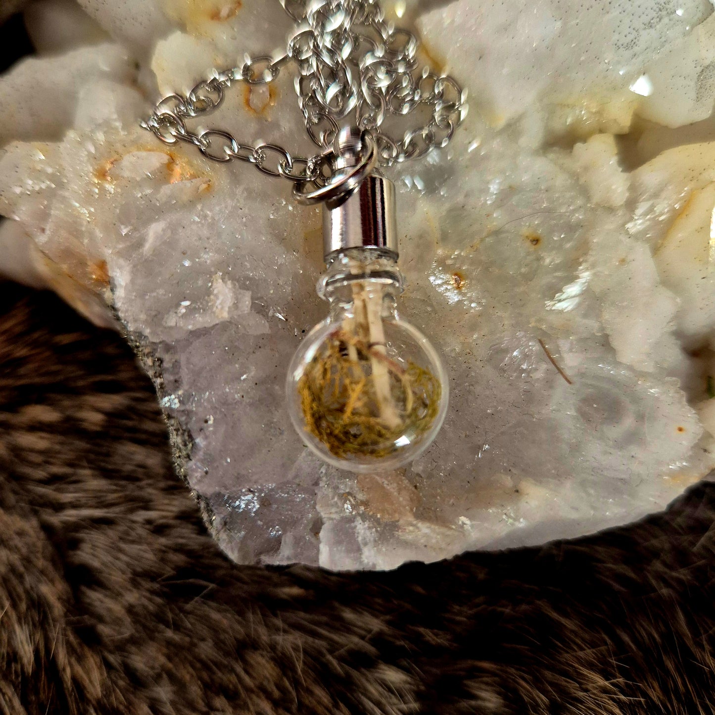 Small Bone and Moss Pendant