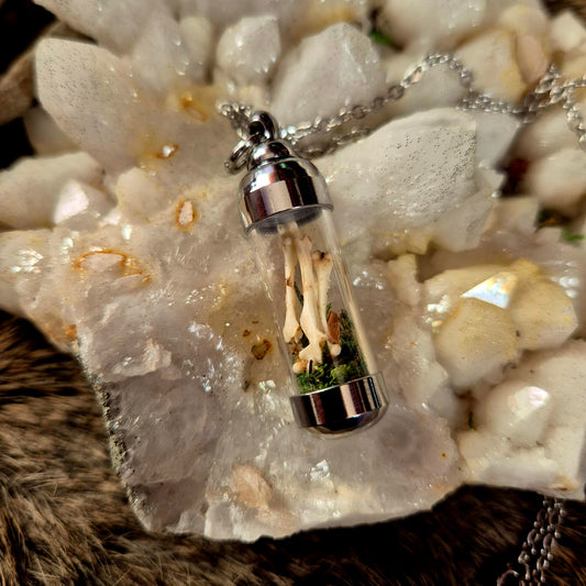 Small Bone and Moss Pendant